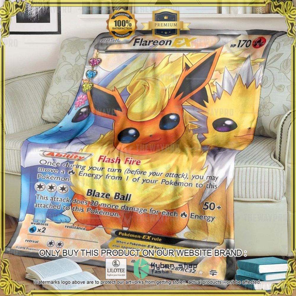 Flareon-EX Generations Custom Pokemon Soft Blanket - LIMITED EDITION 8