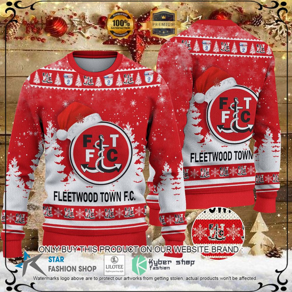 fleetwood town f c red white christmas sweater 1 99621