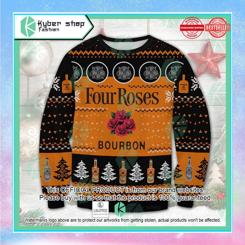 four roses bourbon black orange christmas sweater 1 161