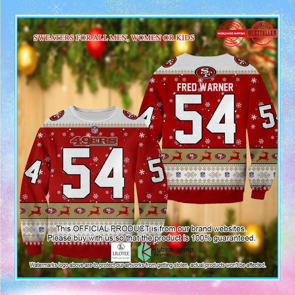 fred warner san francisco 49ers christmas sweater 1 986