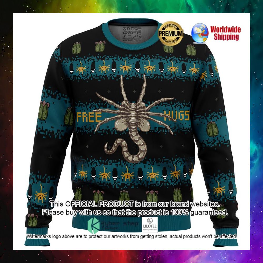 free hugs alien facehugger horror christmas sweater 1 787