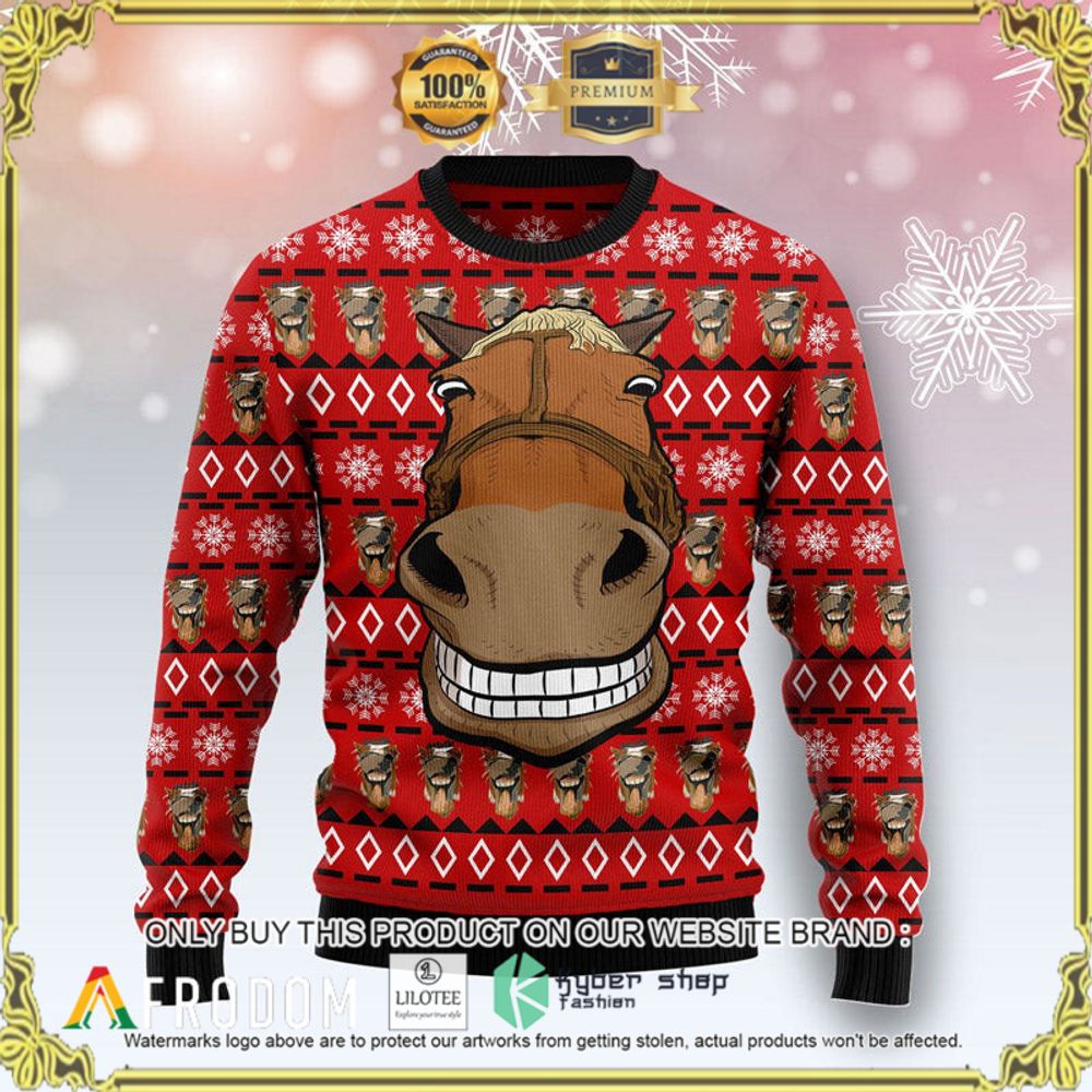 funny horse red christmas sweater 1 32368