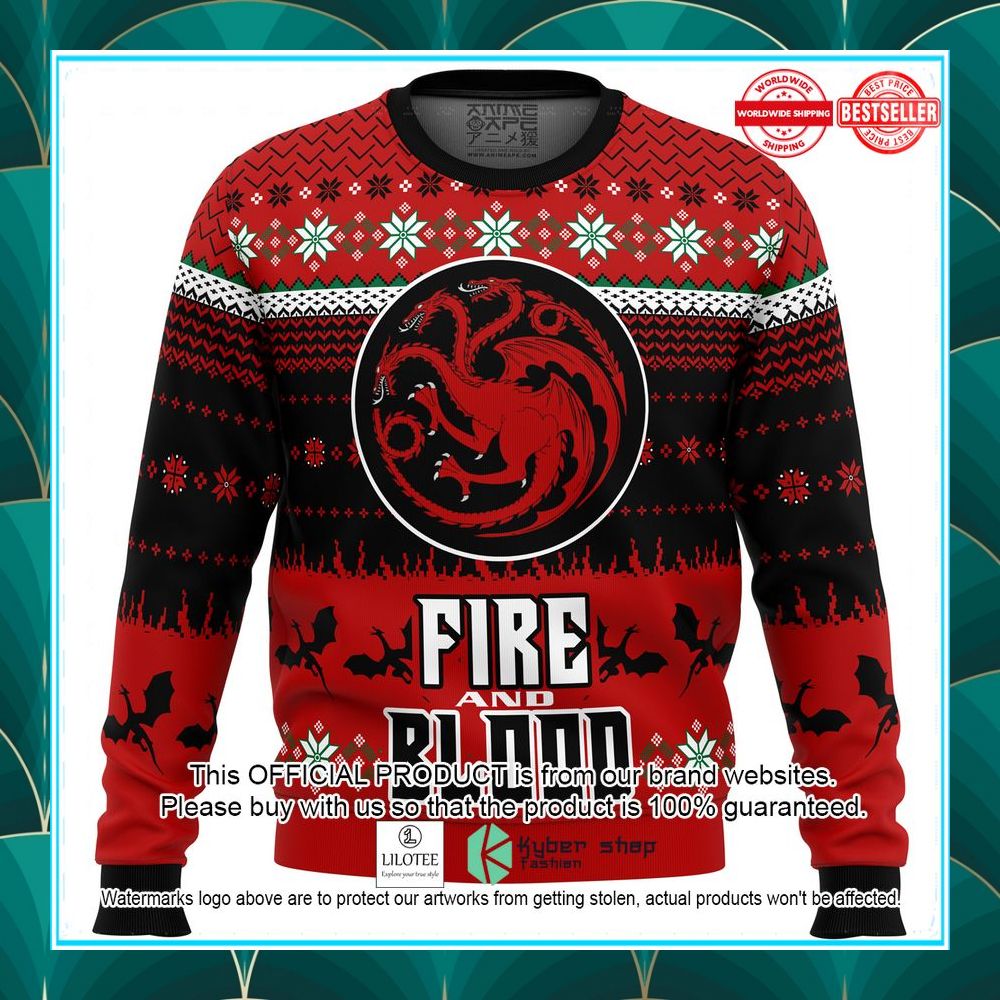 game of thrones fire and blood christmas sweater 1 390