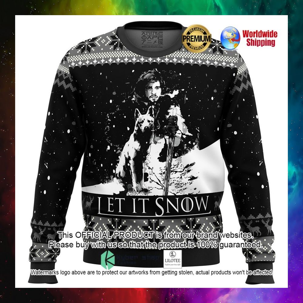 game of thrones let it snow black and white christmas sweater 1 74