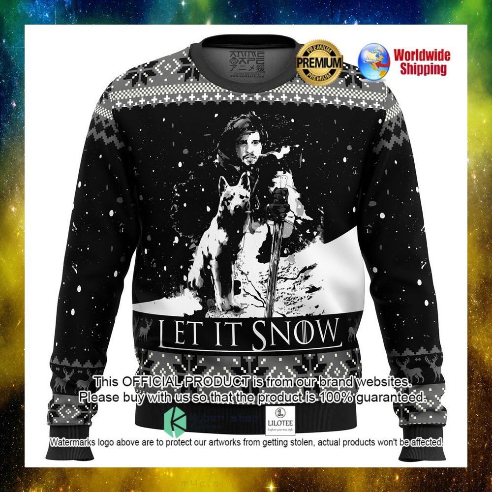 game of thrones let it snow black and white christmas sweater 1 958