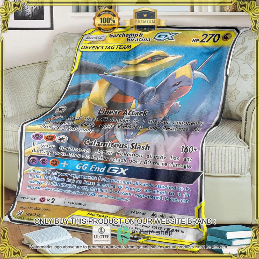 Garchomp and Giratina GX Unified Minds Custom Pokemon Soft Blanket - LIMITED EDITION 9
