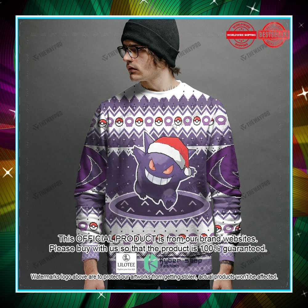 gengar custom name christmas sweater 2 847