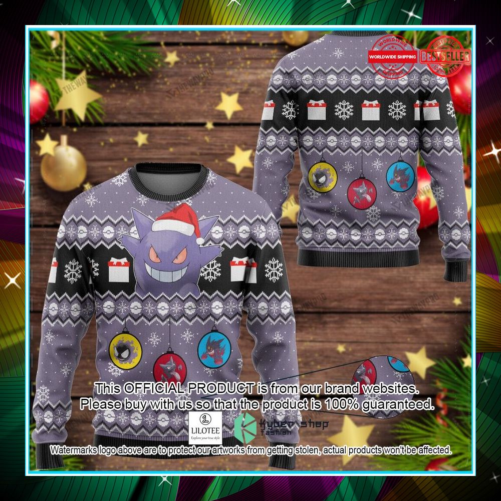 gengar evolution ornament christmas sweater 1 472