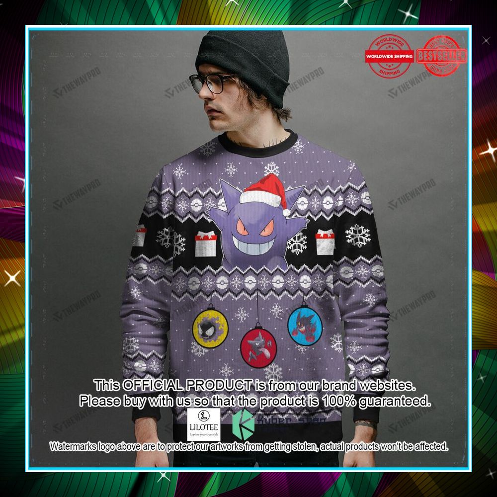 gengar evolution ornament christmas sweater 2 894