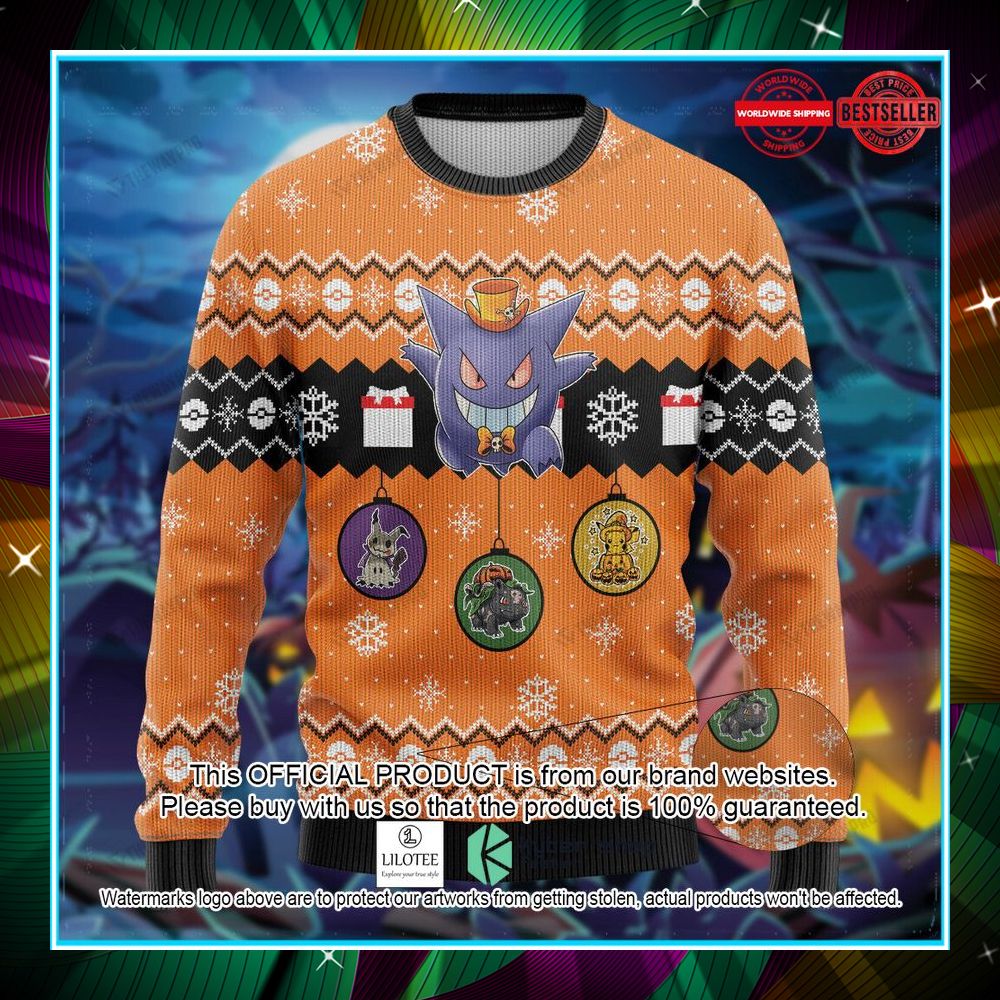 gengar halloween christmas gift christmas sweater 1 573
