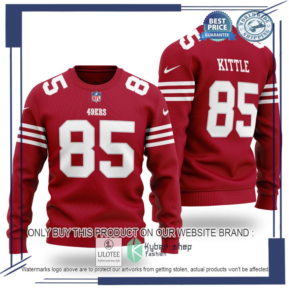 george kittle 85 san francisco 49ers nfl red wool sweater 1 58770