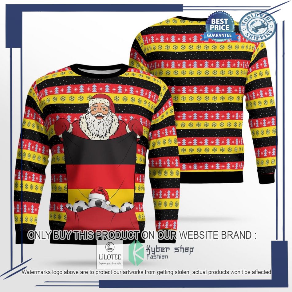 germany flag football santa claus ugly christmas sweater 1 69405