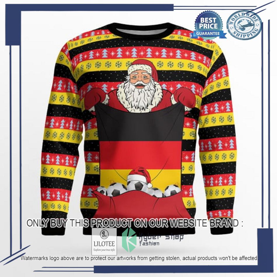 germany flag football santa claus ugly christmas sweater 2 41426