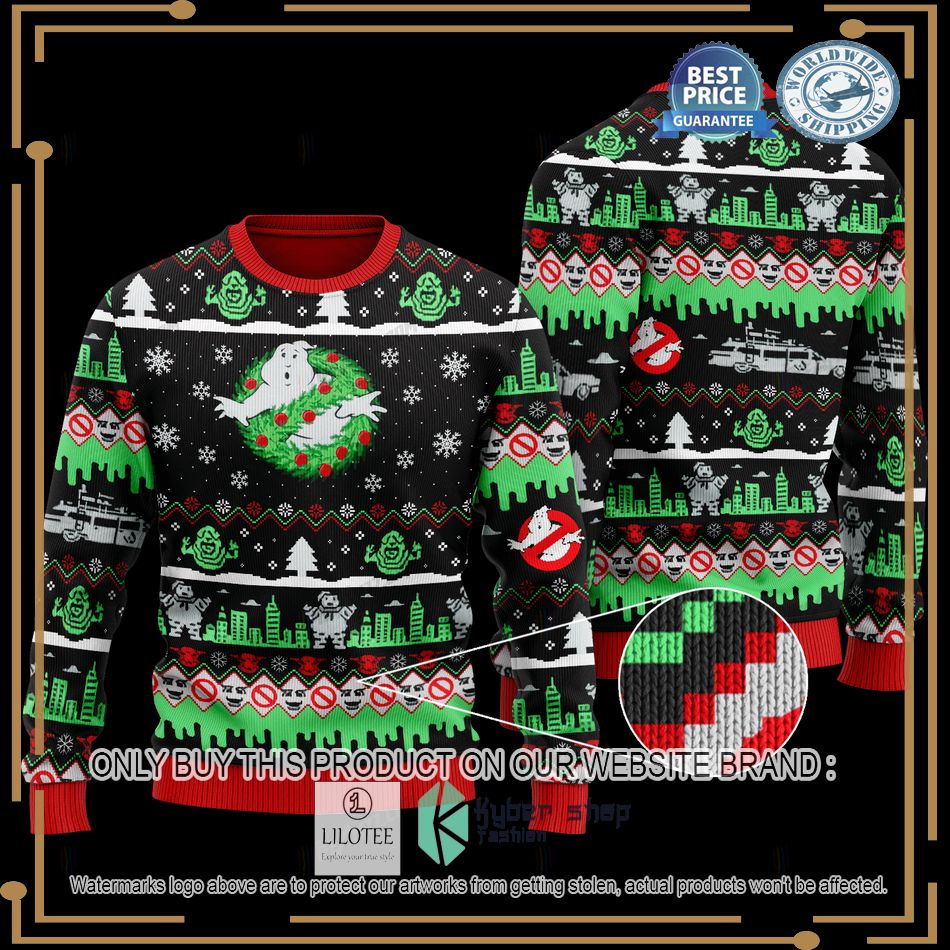 ghostbusters black green christmas sweater 1 81775