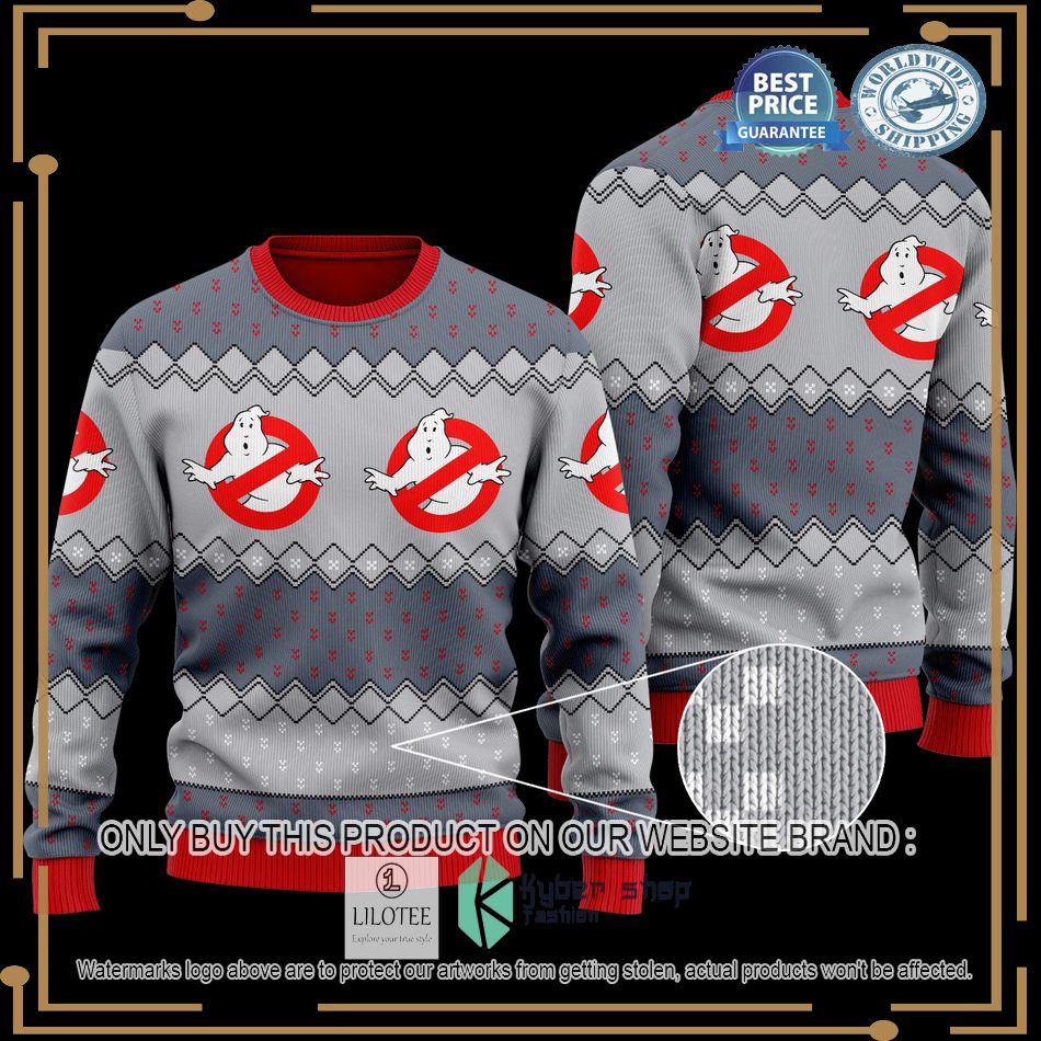 ghostbusters grey christmas sweater 1 75636