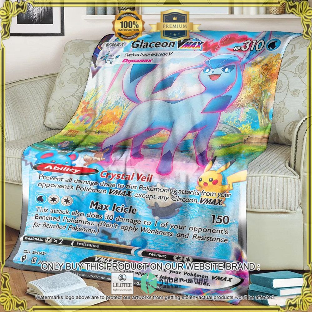 Glaceon VMAX Evolving Skies Custom Pokemon Soft Blanket - LIMITED EDITION 9