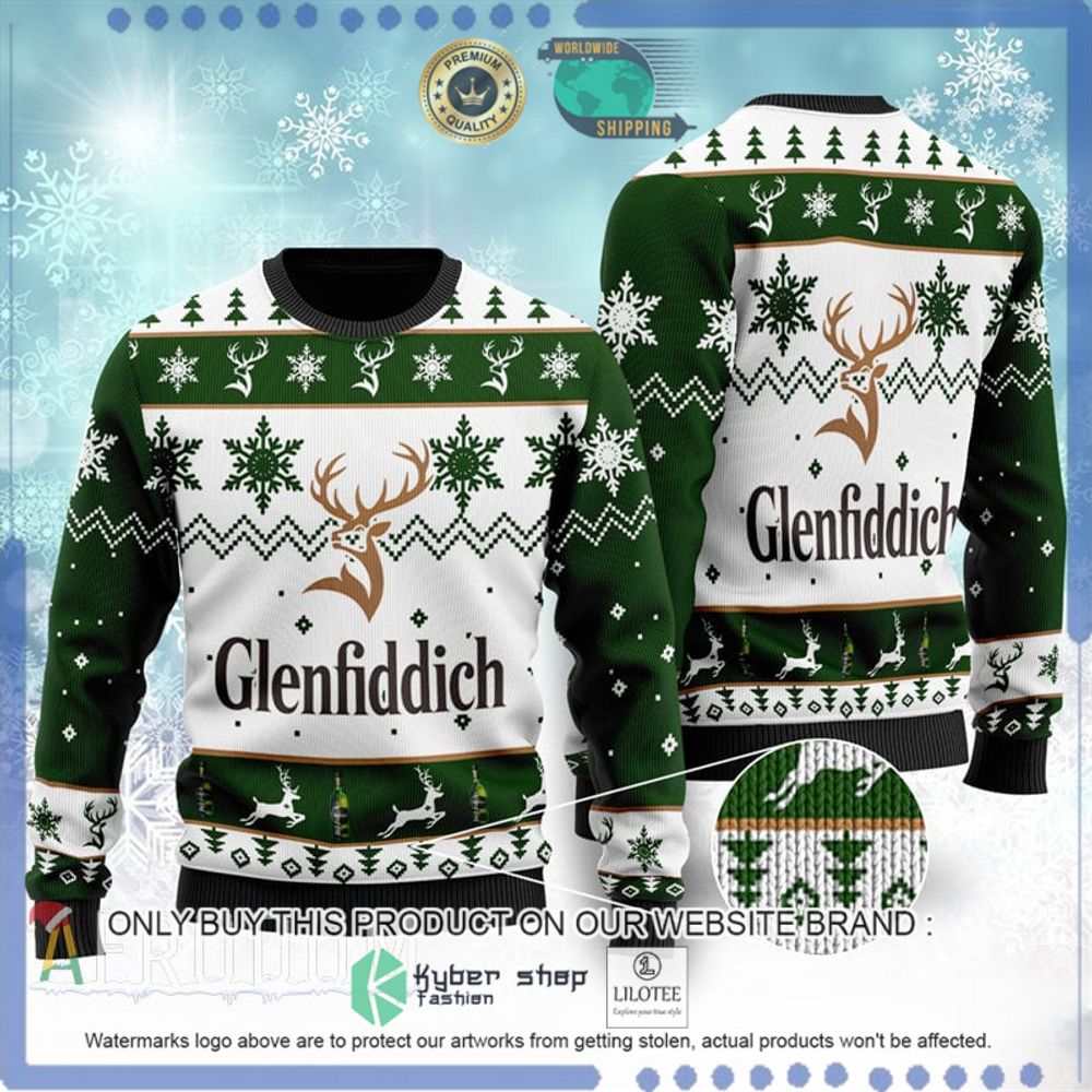glenfiddich whisky wine green white christmas sweater 1 57427