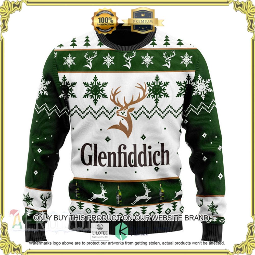 glenfiddich whisky your name green white christmas sweater 1 94171