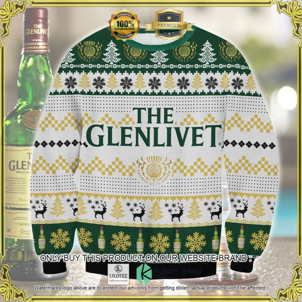 glenlivet scotch green white yellow ugly sweater 1 25551