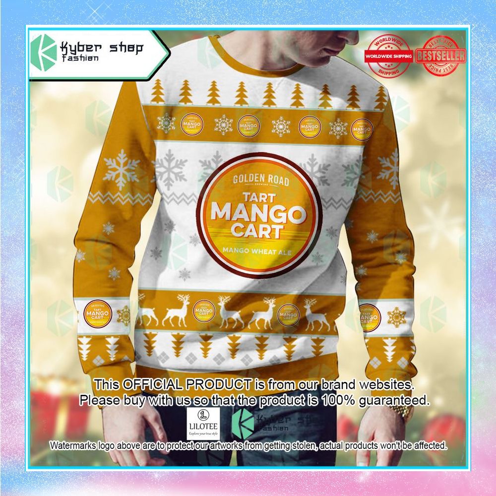 golden road brewing mango cart christmas sweater 2 183
