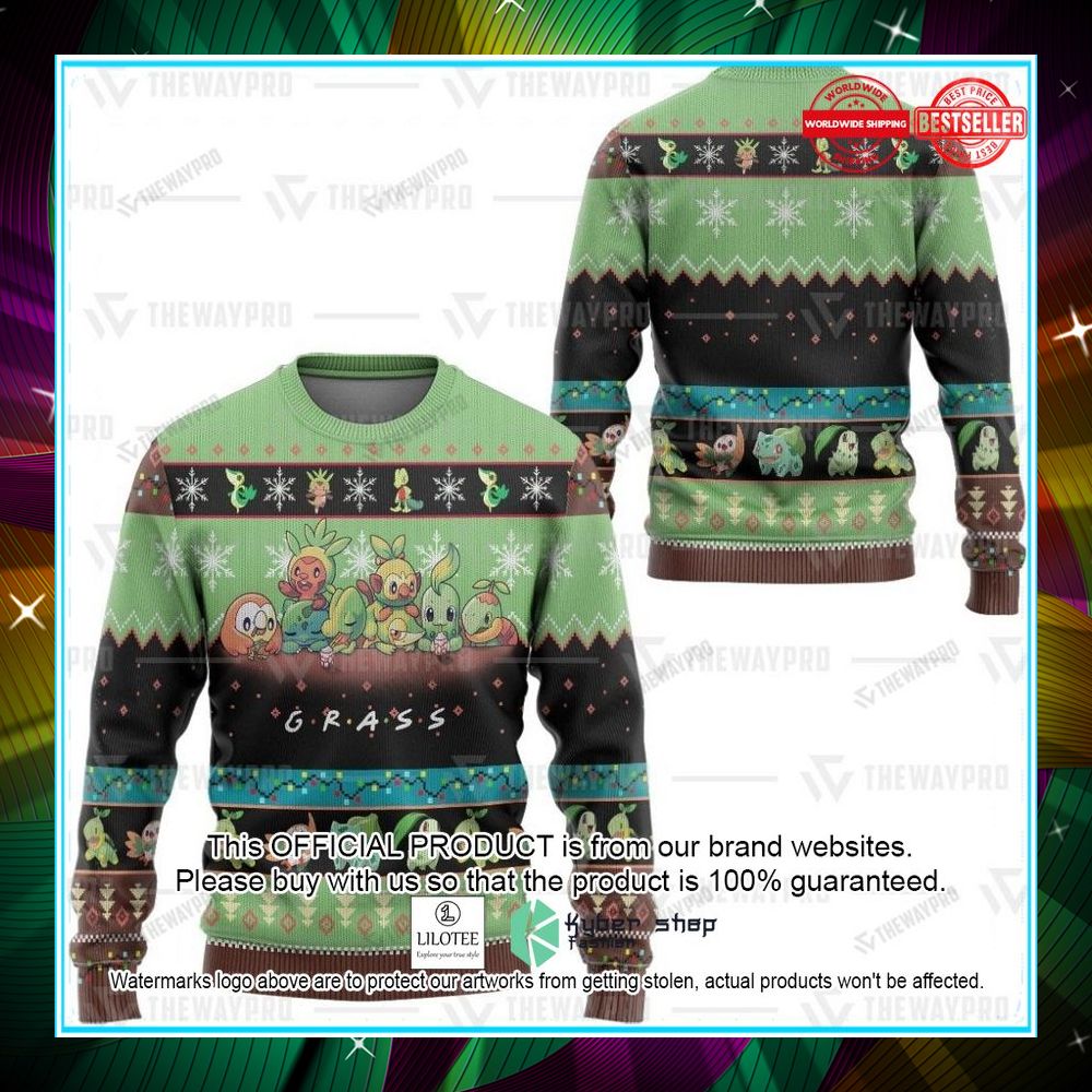 grass pokemon christmas sweater 2 533