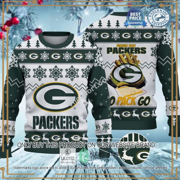 green bay packers go pack go christmas sweater 1 66864