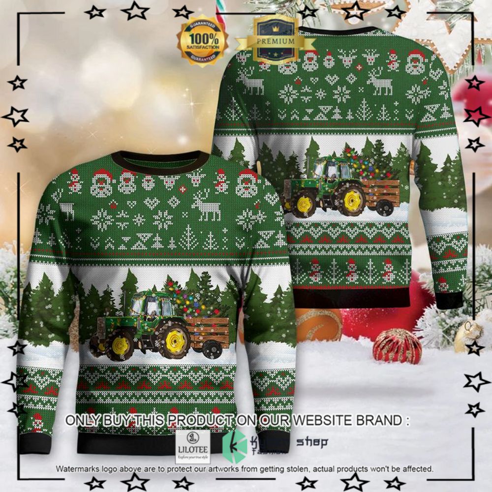 green christmas tractor christmas sweater 1 17379