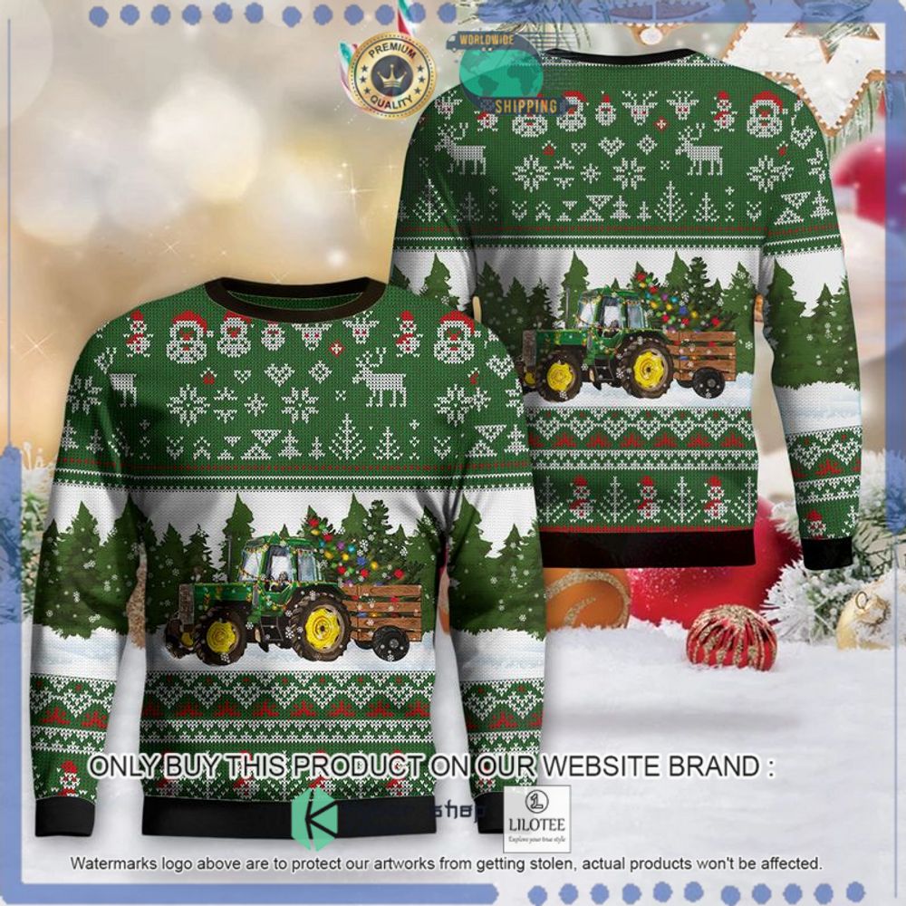 green christmas tractor christmas sweater 1 33136
