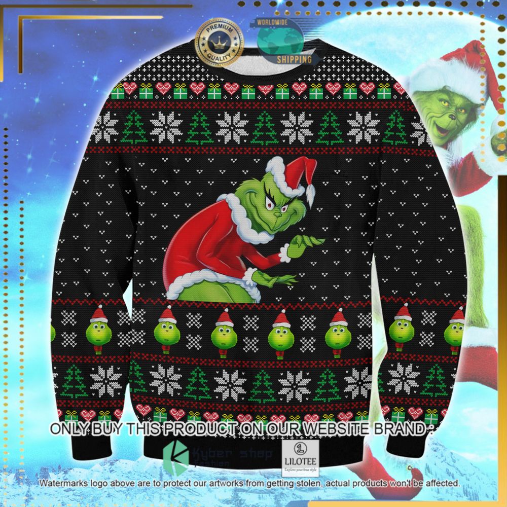 grinch black green ugly sweater 1 83933