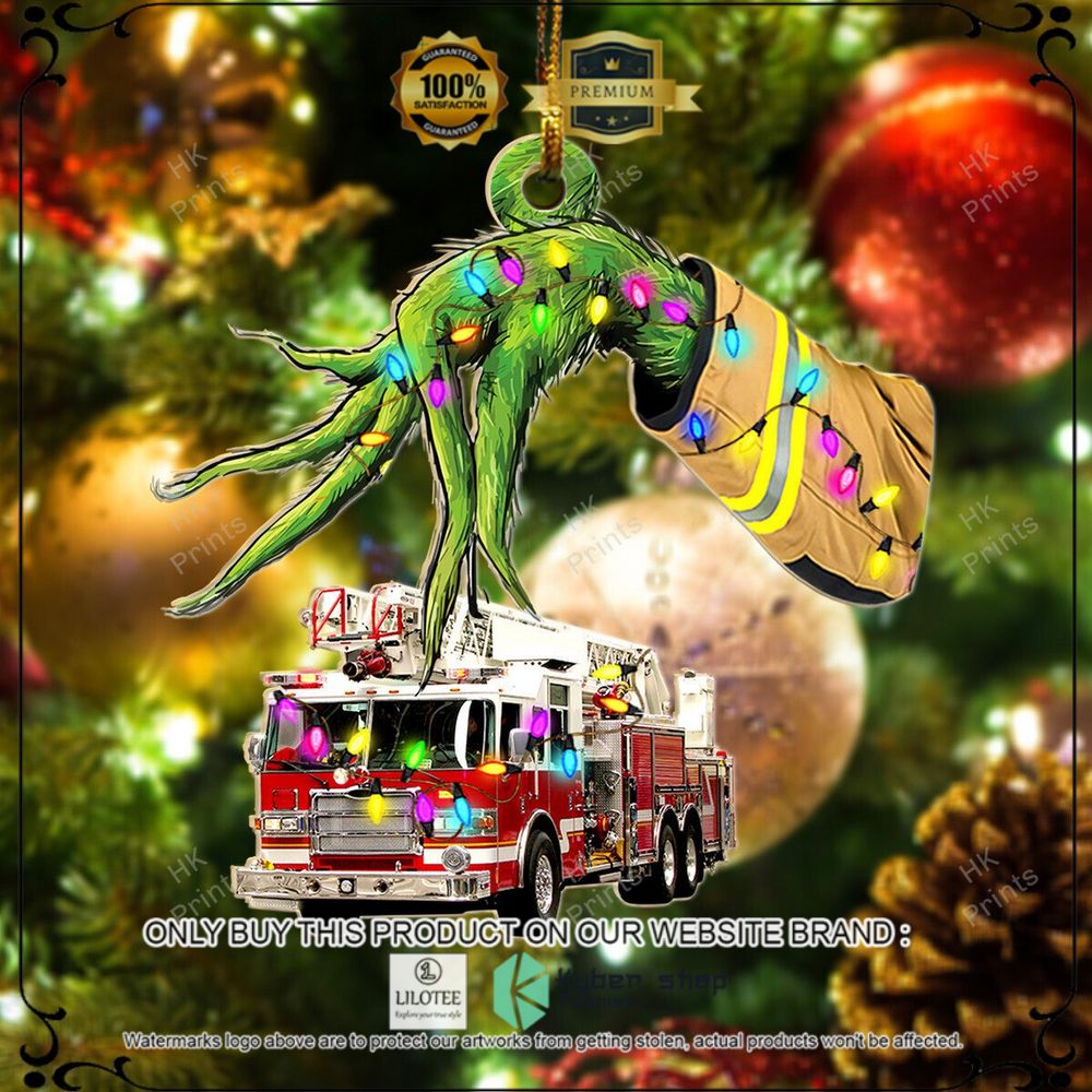 grinch hand fire truck christmas ornament 1 15496
