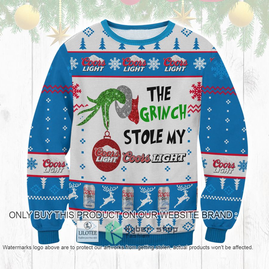 Grinch Stole Coors Light Christmas Sweater, Sweatshirt 8