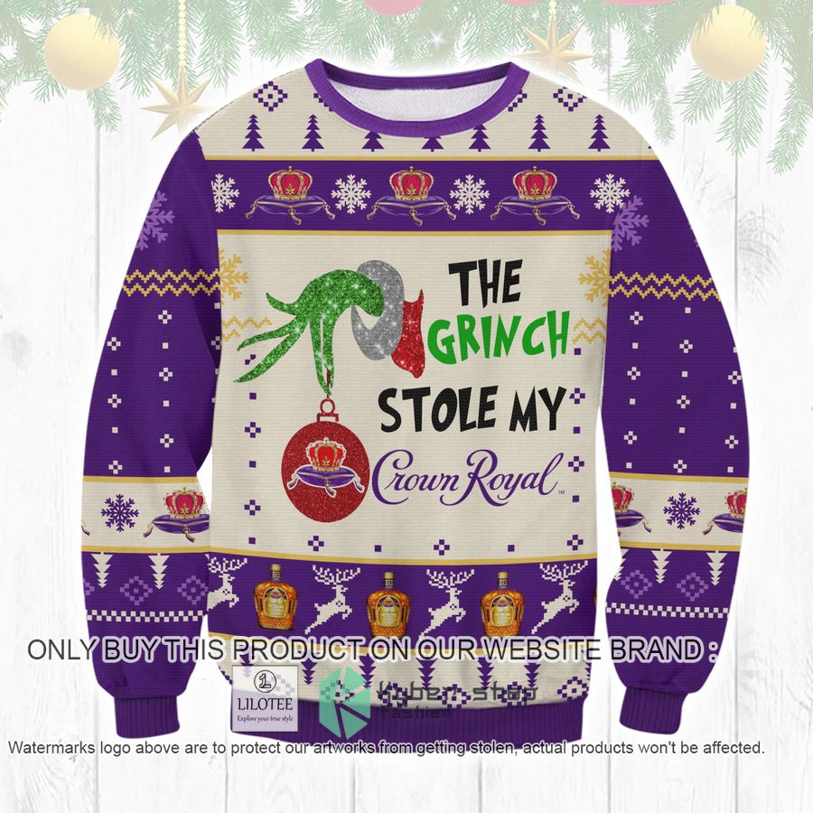 Grinch Stole Crown Royal Christmas Sweater, Sweatshirt 8