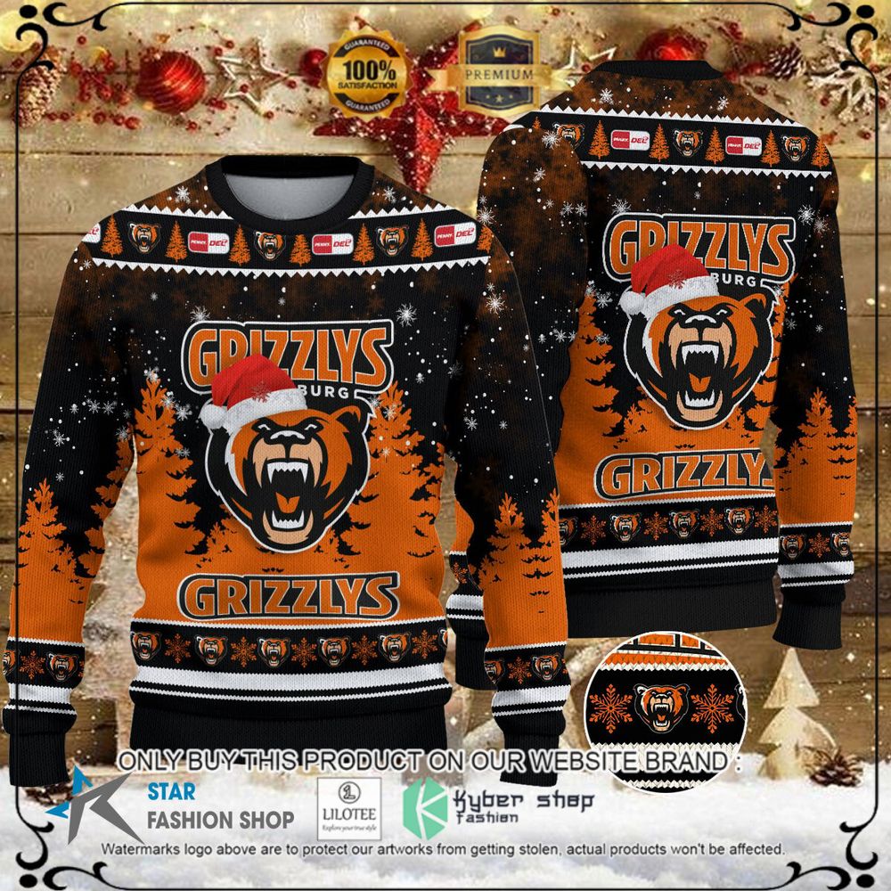 grizzlys wolfsburg orange black christmas sweater 1 43201