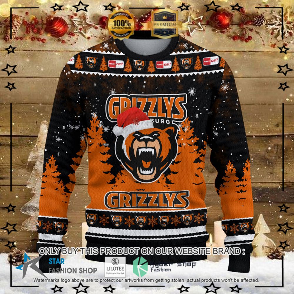 grizzlys wolfsburg orange black christmas sweater 1 78330