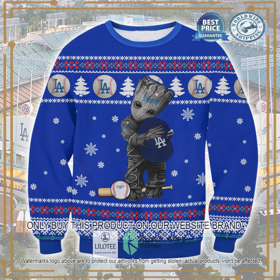 groot los angeles dodgers ugly christmas sweater 1 36294