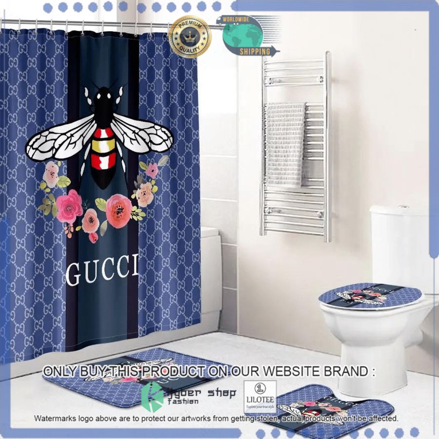 gucci bee flower blue bathroom set 1 85260