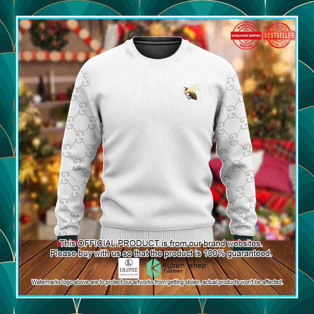 gucci bee white christmas sweater 1 637