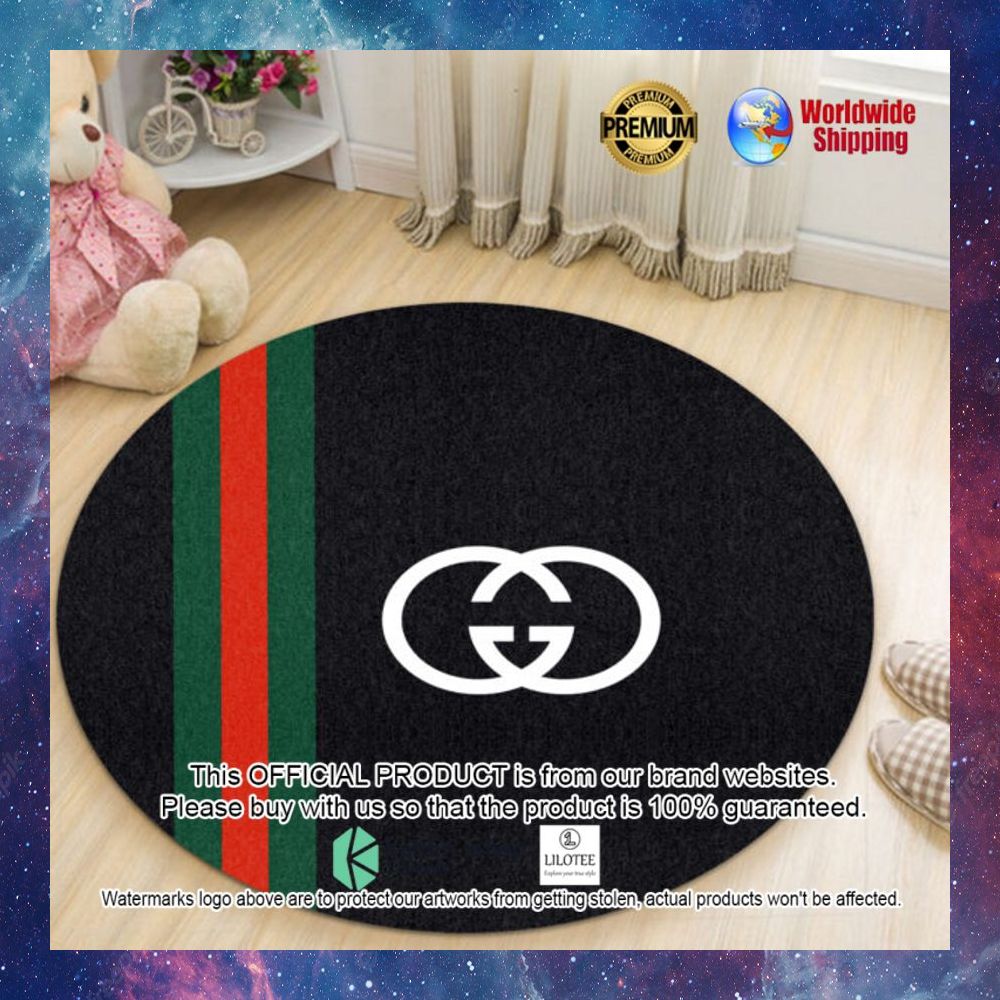 gucci black stripes round rug 1 724