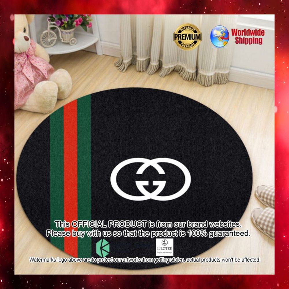gucci black stripes round rug 1 870