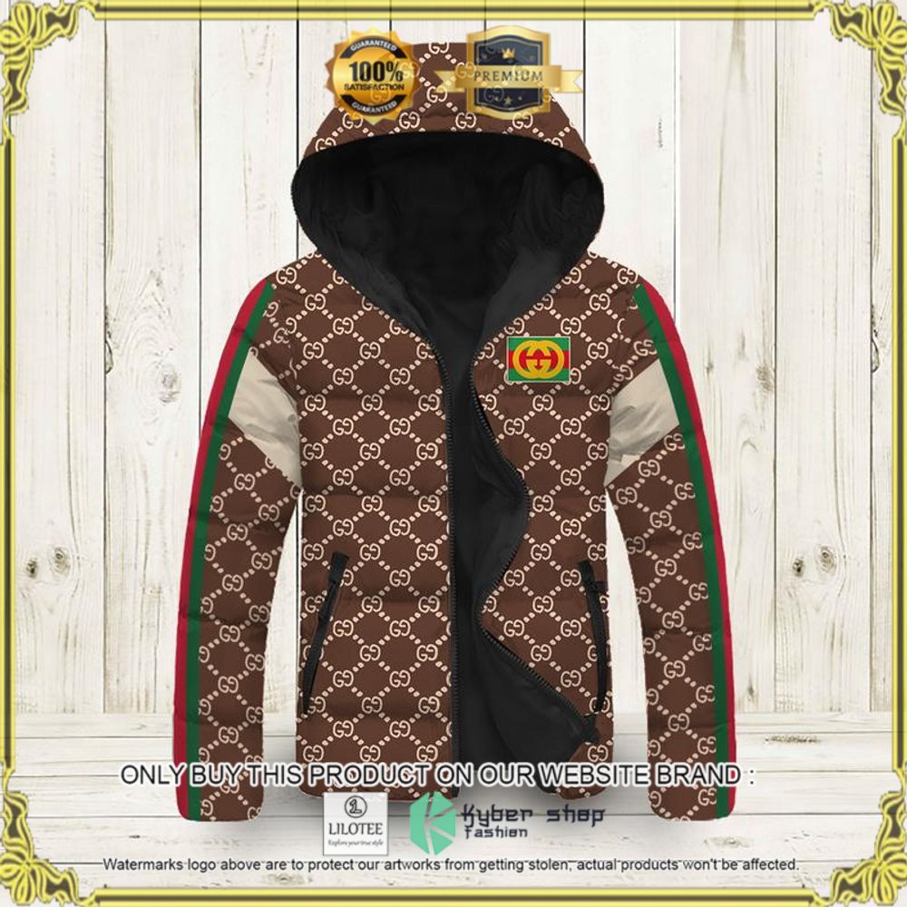 gucci brown stripes puffer down jacket 1 16849