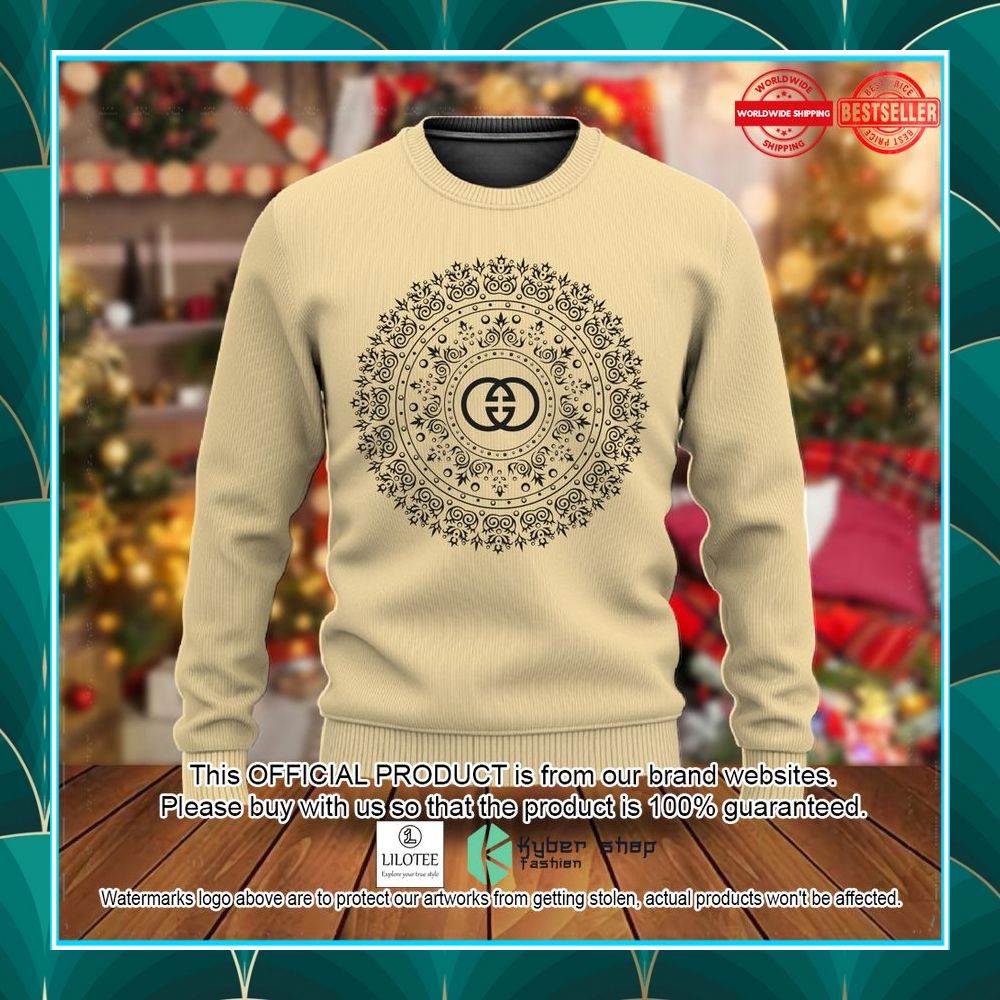 gucci circle pattern yellow christmas sweater 1 514