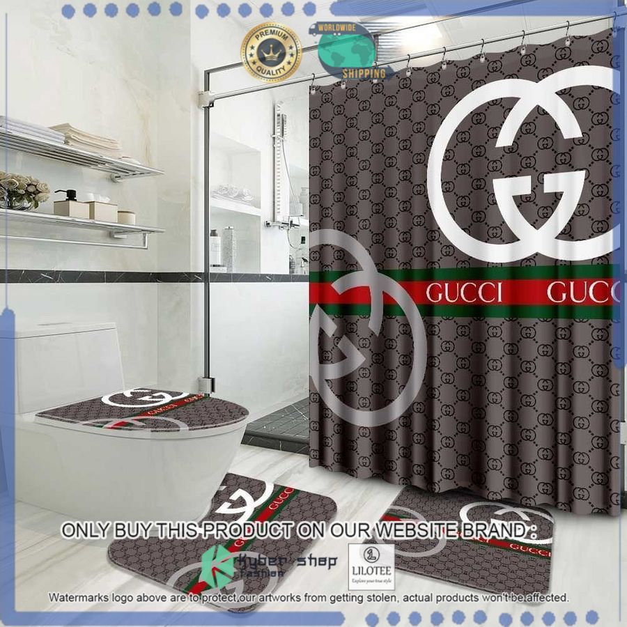 gucci dark grey stripes bathroom set 1 5180