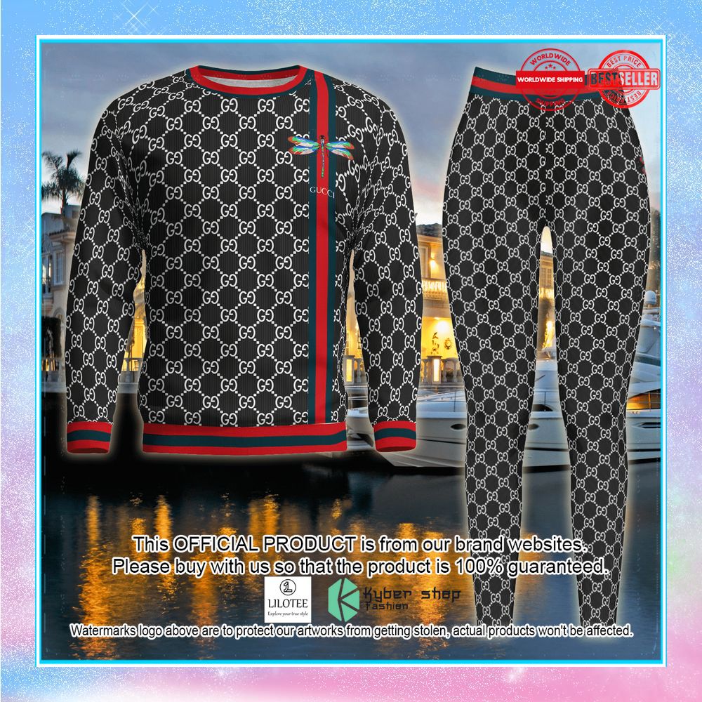 gucci dragonfly black sweater leggings 1 50