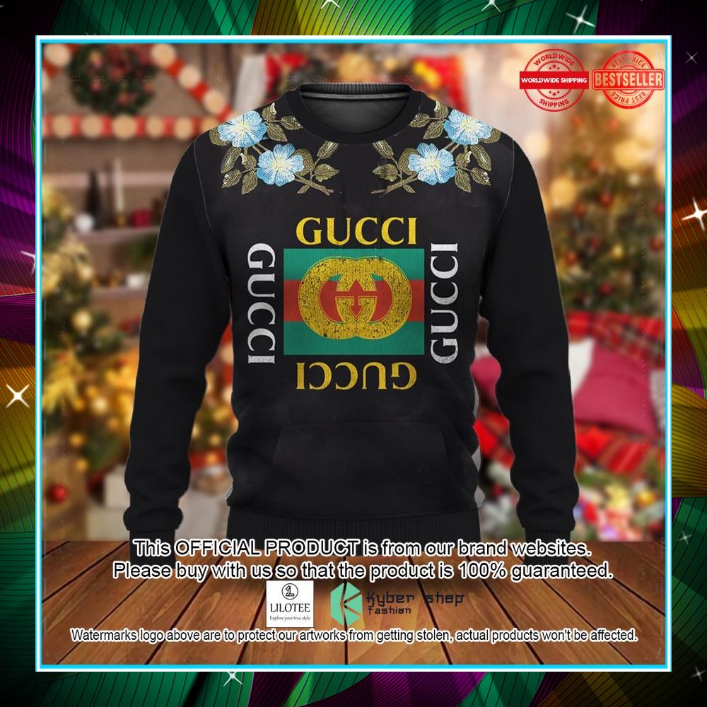 gucci floral black christmas sweater 1 800