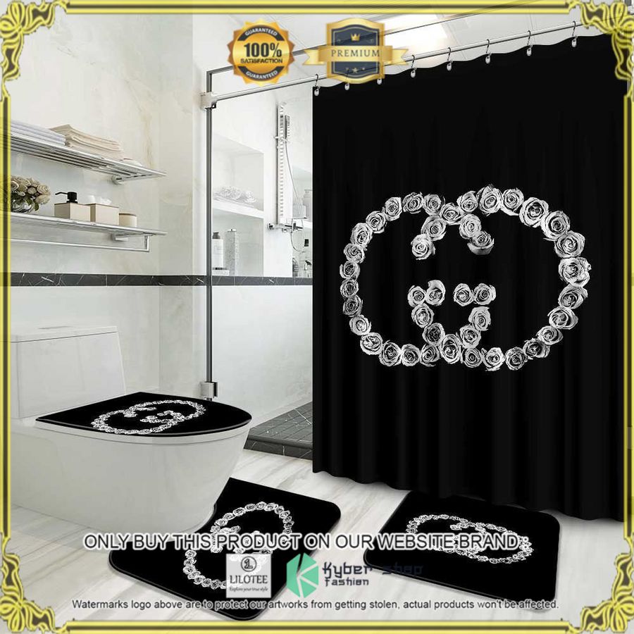 gucci flower pattern black white bathroom set 1 47240