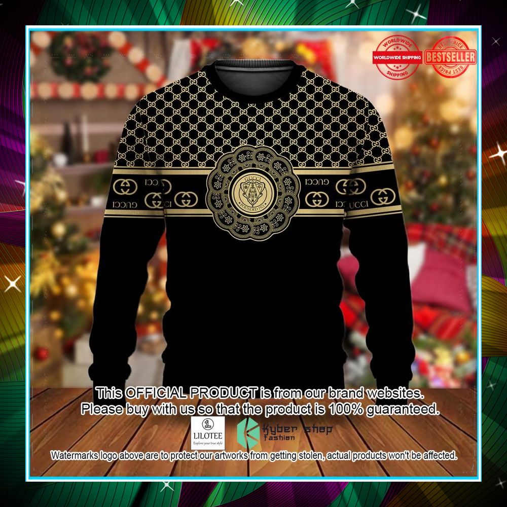 gucci gold black christmas sweater 1 45