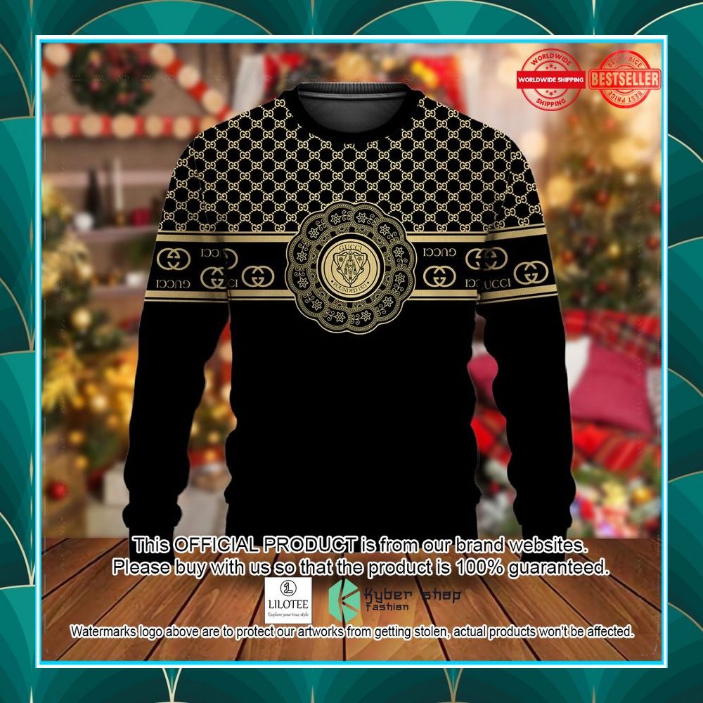 gucci gold black christmas sweater 1 633