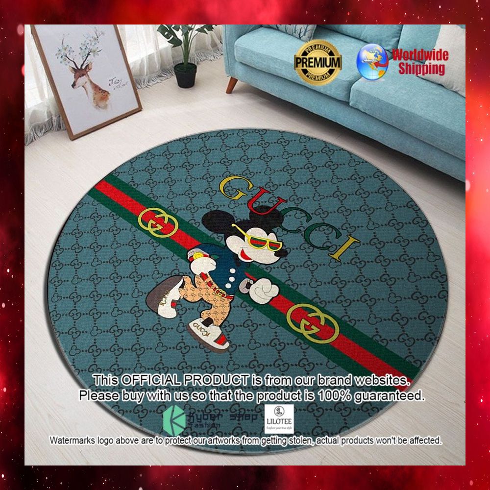 gucci mickey mouse blue round rug 1 150