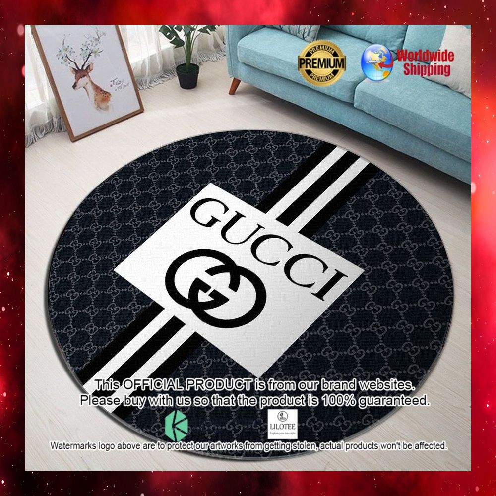 gucci navy white round rug 1 569