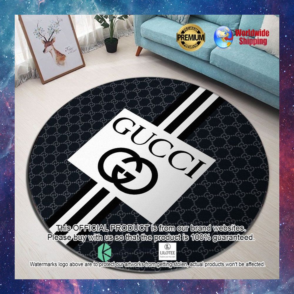 gucci navy white round rug 1 859